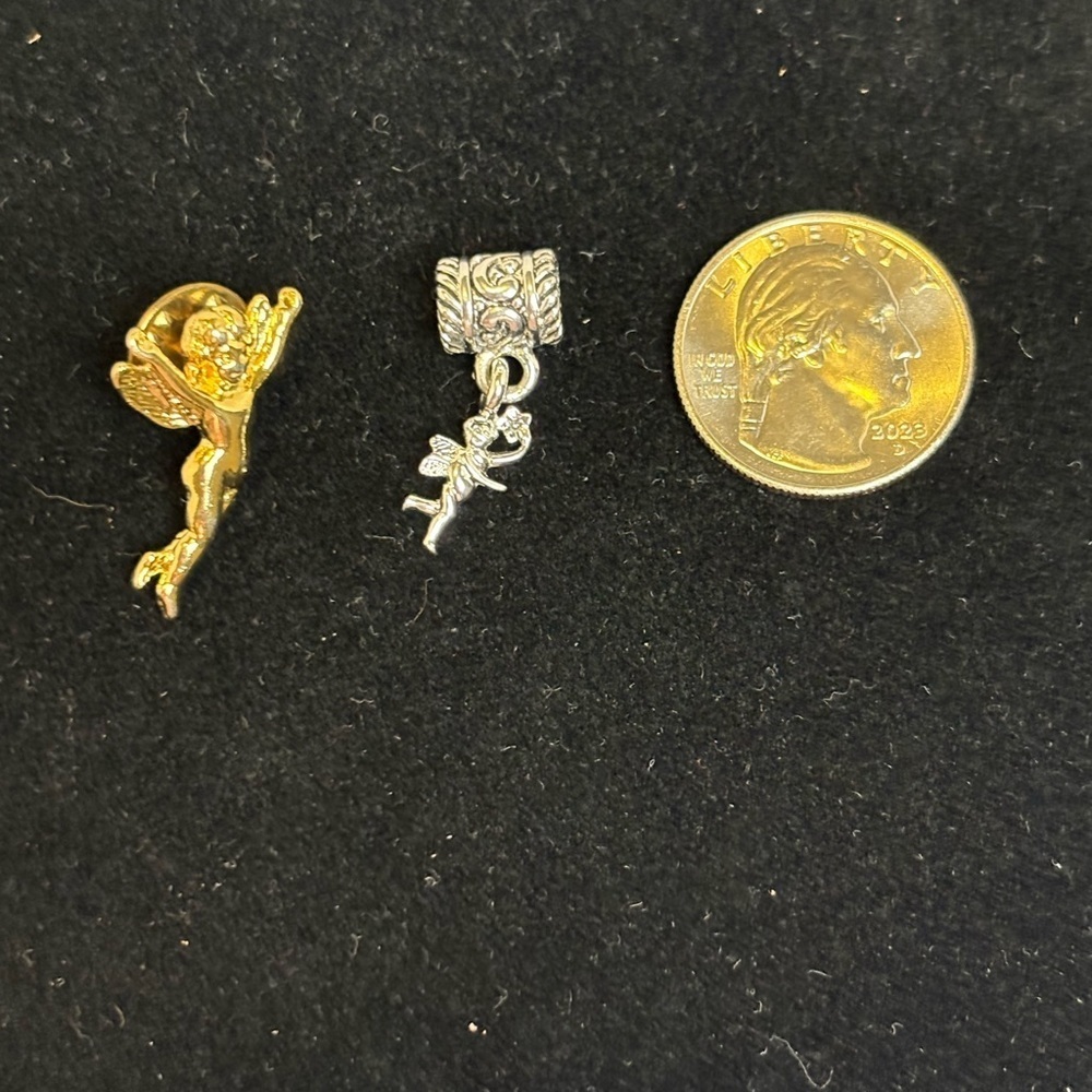 Gold Tone and Silver Tone Fairy Charm and Pin Set - Picture 5 of 7